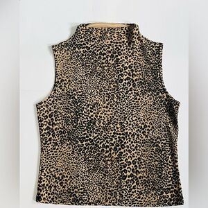 JKLA Cowl Neck Tank Sleeveless Size Small 90s vintage cheetah print